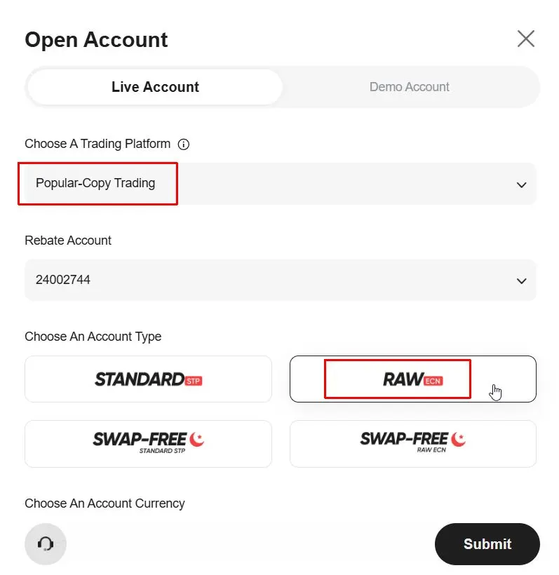 Vantage Markets Copytrading setup - Step 1 Create Account